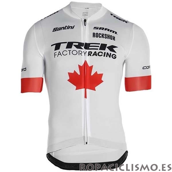 2020 Maillot Trek Factory Racing Campeon Canada Tirantes Mangas Cortas 2019 Blanco